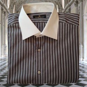 EMILIO GUIDO SLIM FIT MEN LONG SLEEVE STRIPE DRESS SHIRT - SIZE XL (44)